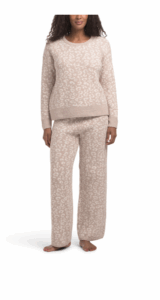 2 Piece Crew Neck Long Sleeve Pullover with Wide Leg Pant