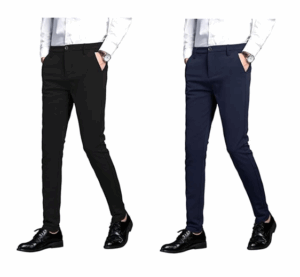 Plaid&plain Men's Stretch Dress Pants Slim Fit Skinny Suit Pants