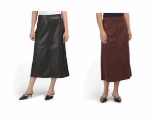 Faux Leather Pieced A-line Skirt