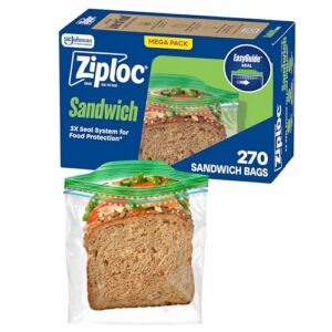 Ziploc Sandwich and Snack Bags, Easy Open and Close, Plastic Food Storage Bags, 270 Bags Total