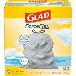 Glad Forceflex Tall Kitchen Trash Bags, 13 Gallon, Fresh Clean, 140 Count