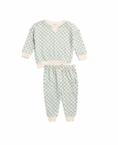 Infant Boys 2pc Checkered Sweatshirt and Pants Set