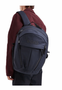 Boss Stormy Backpack with Central Logo in Navy