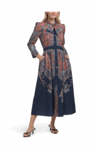 Paisley Button Down Dress with Belt