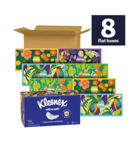 Kleenex Ultra Soft Facial Tissues, 8 Flat Boxes, 180 Tissues Per Box, 3-ply