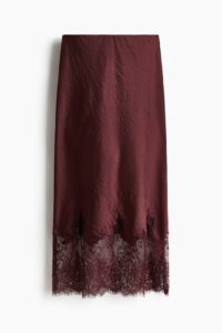 Lace-trimmed Satin Skirt