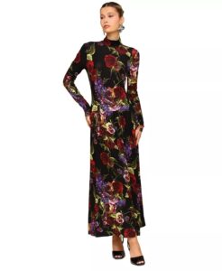 Women's Long Sleeves Printed Maxi Dress