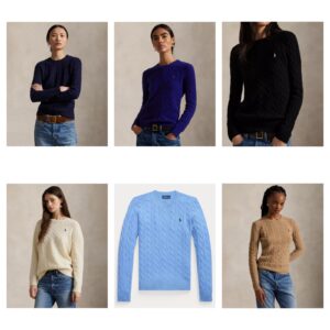 Women's Cable Wool-cashmere Crew Neck Sweater