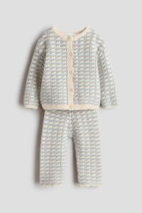 2-piece Pointelle-knit Cotton Set