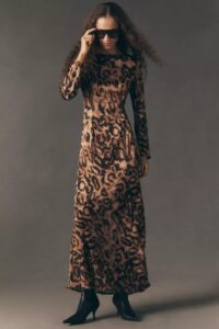 Curaae Zali Long-sleeve Boat-neck Maxi Dress