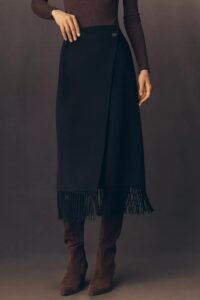 Rails Oliver Fringed Wrap Wool-blend Midi Skirt