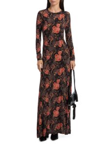 Amari Floral Crewneck Jersey Maxi Dress