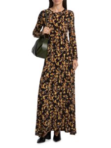 Amari Floral Crewneck Jersey Maxi Dress