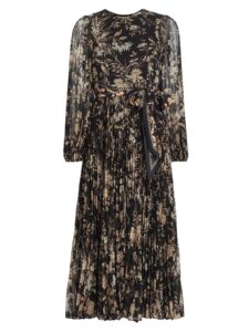 Sunray Pleated Long-sleeve Maxi Dress