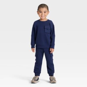 Toddler Boys' Pocket Crewneck Sweatshirt and Joggers Set