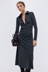 Fine-knit Polo Dress