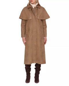 Faux Suede Cape Trench Coat