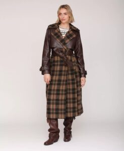 Women's Plaid Oversized Maxi Trench Coat