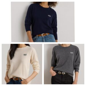 Women's Embroidered Cashmere Crewneck Sweater