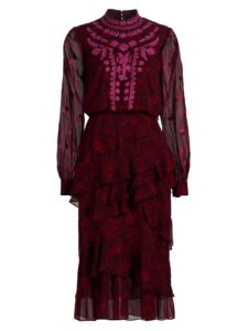Isa Ruffle Embroidered Midi-dress ($100 Gift Card with Purchase)