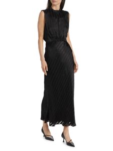 Stamped Silk Sleeveless Midi-dress