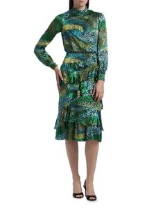 Isa Printed Ruffle Midi-dress ($100 Gift Card with Purchase)