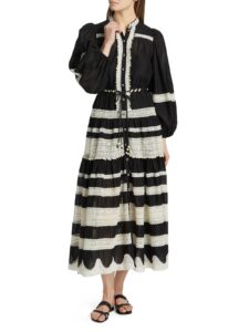Rhiannon Lace Billow Striped Cotton Maxi Dress ($100 Gift Card with Purchase)