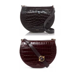 Kate Croc Embossed Leather Saddle Bag