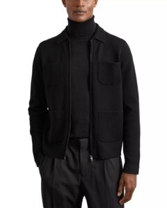 Roberto Long Sleeve Zip Through Ribbed Four Pocket Shirt