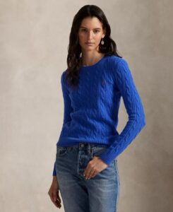 Women's Cable Wool-cashmere Crew Neck Sweater