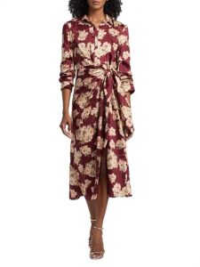 Mae Jacey Floral Twisted-front Midi-shirtdress
