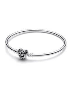 Sterling Silver Heart Clasp Bangle Bracelet