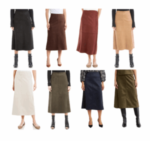 Faux Suede A-line Midi Skirt