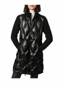 Knit Sleeve Diamond Quilt Puffer Coat