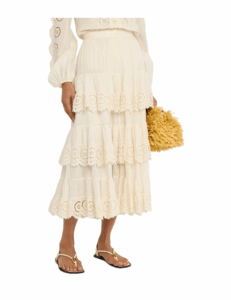 Lucky Embroidered Midi Skirt