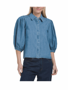 Puff Sleeve Denim Top