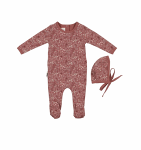 Elegant Floral Footie & Hat Set