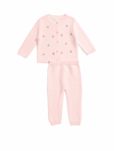 Cotton Newborn Girls Flowers Sweater and Pants Set 3-9 M