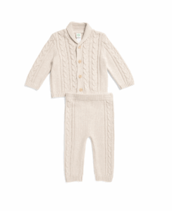 Newborn Boys 2pc Cable Knit Sweater and Pants Set