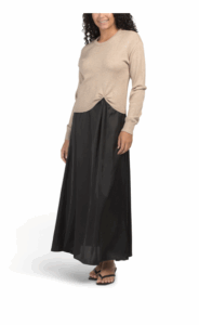 Twofer Maxi Dress with Ruched Detail