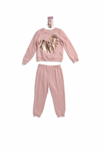 Little Girls 2pc Fleece Sweatshirt and Joggers Set with Hair Clip Size 4-6