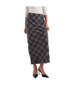 Bias Maxi Skirt in Brown Brushed Plaid