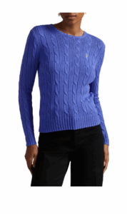 Cable Knit Cotton Crewneck Sweater Xxs