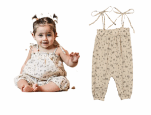 Kids' Floral Cotton Blend Romper