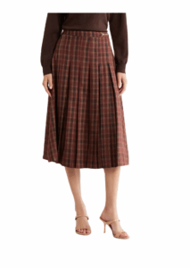 Vena Plaid Pleated Midi Skirt