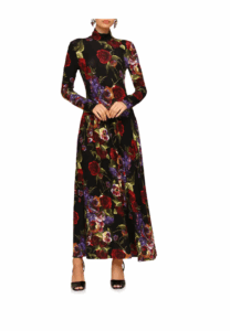 Floral Long Sleeve Jersey Maxi Dress