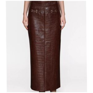 Women's Faux Leather Buckle-detail Maxi Skirt