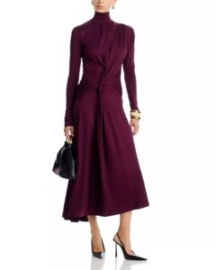 Twist Detail High Neck Midi Dress