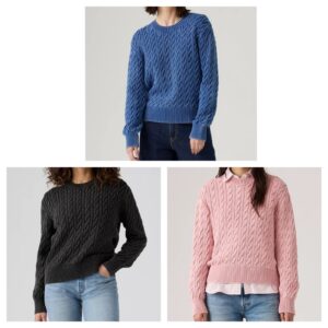 Premium Women'scable Crewneck Sweater