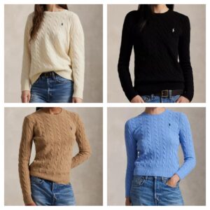 Women's Cable Wool-cashmere Crew Neck Sweater